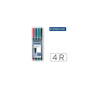 Rotulador Staedtler Lumocolor Retroproyeccion Punta De Fibra Permanente 318 Wp Estuche 4 Colores Punta Fina 10 Unidades 10 Unida