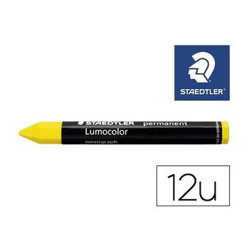 Staedtler - Pack 12 Uds. Cera Para Marcar Amarillo Lumocolor Permanente Omnigraph 236.