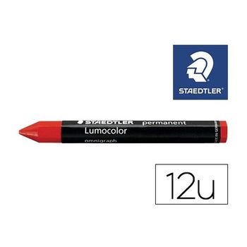 Staedtler - Pack 12 Uds. Cera Para Marcar Rojo Lumocolor Permanente Omnigraph 236.