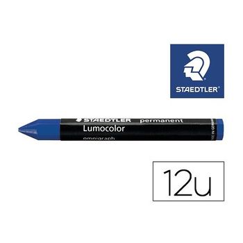 Staedtler - Pack 12 Uds. Cera Para Marcar Azul Lumocolor Permanente Omnigraph 236.