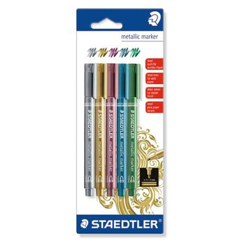 Staedtler 8323-s Bk5. Rotuladores Metálicos De Colores. Blíster Con 5 Unidades De Colores Variados , Color/modelo Surtido