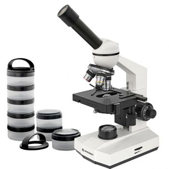 Microscopio Erudit Basic Mono 40x-400x Bresser + Regalo Recipientes Para Muestras