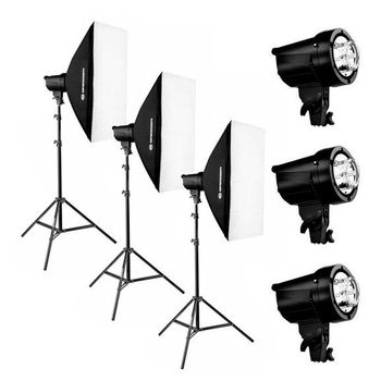 Set De 3 Flashes De Estudio 200w Brt-210b Bresser