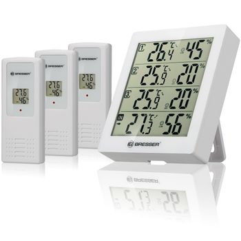 Estación Meteorologica Termómetro E Higrómetro + 3 Sensores 4 Puntos De Medicion Interior Y Exterior Bresser