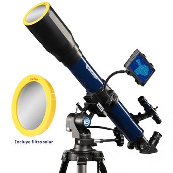 Telescopio Refractor Skylux 70/700 Eq + Adaptador Para Smartphone Y Filtro Solar Bresser