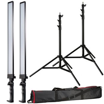 Juego De Luz Diurna 2 Striplights Led + Trípodes + Bolsa De Transporte Br-2250 Bresser