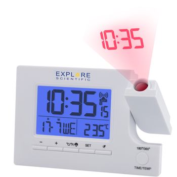 Reloj Despertador Con Datos Proyectados Fecha Y Temperatura  Explore Scientific - Blanco