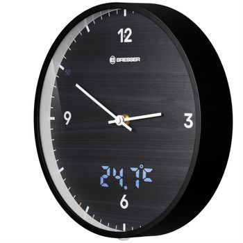 Reloj De Pared Silencioso Con Indicador De Temperatura En Pantalla Led 24cm Bresser