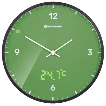 Reloj De Pared Silencioso Con Indicador De Temperatura En Pantalla Led 24cm Bresser