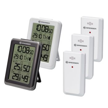 Set 2 Relojes Con Termómetro Y Higrómetro Myclimate Bresser + 3 Sensores Externos