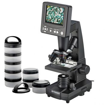 Microscopio De Enseñanza Lcd 8,9cm (3,5") Bresser + Regalo Recipientes Para Muestras