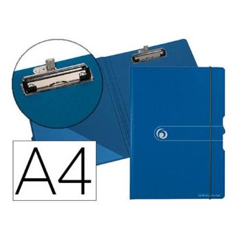 Carpeta Herlitz Con Pinza Superior A4 Polyfoam Azul Oscuro / Gris Cierre Gom