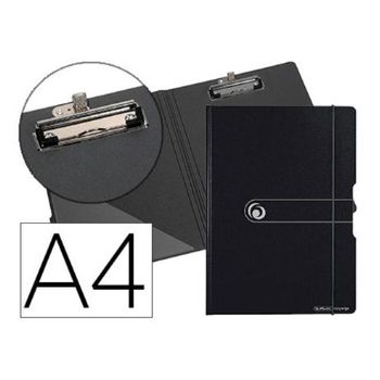 Carpeta Herlitz Con Pinza Superior A4 Polyfoam Negro / Gris Cierre Gomilla