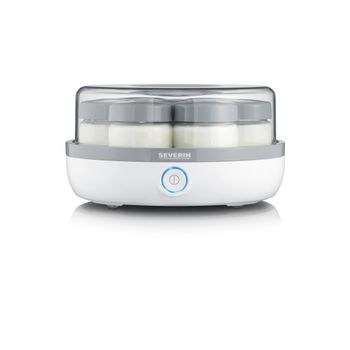 HOMCOM yogurtera 20W capacidad 1,26L con 7 tarros de cristal de 180 ml  termostato ajustable temporizador de 1-48 horas y pantalla LED 24x24x13 cm