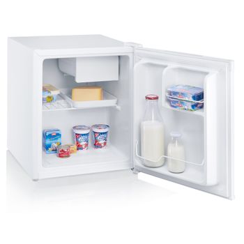 HOMCOM Mini Nevera Silenciosa 46 L Clase F Frigorífico Pequeño con  Temperatura Regulable y Puerta Reversible 48x44x49 cm Blanco