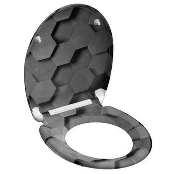 Asiento De Wc Cierre Suave Liberación Rápida Grey Hexagons Schütte