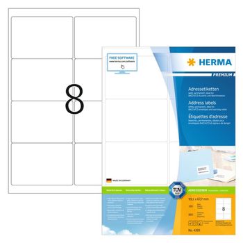 Etiquetas De Dirección Permanentes A4 99,1x67,7 Mm 100 Hojas Herma