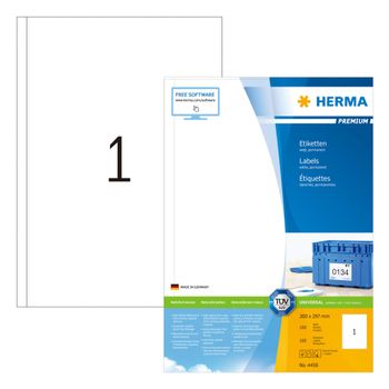 Etiquetas Permanentes Premium 100 Hojas A4 200x297 Mm Herma