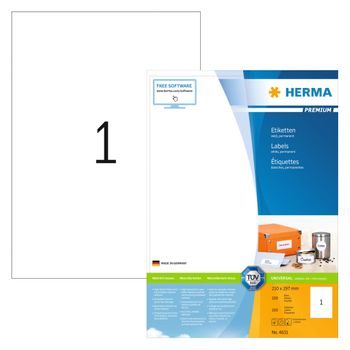 Herma Etiquetas Permanentes Premium 100 Hojas A4 210x297 Mm Herma