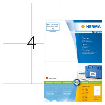 Etiquetas Permanentes Premium 100 Hojas A4 105x148 Mm Herma