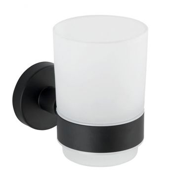 Soporte Vaso De Acero Inoxidable Wenko Bosio 7x9,5x10,5 Cm negro Mate