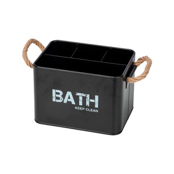 Caja Para Baño Wenko "gara" De 4 Compartimentos En Color Negro 19 X 12,5 X 13 Cm