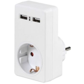 Adaptador Vivanco A 1w2usb Usbx2 2.1a Schuko Blanco