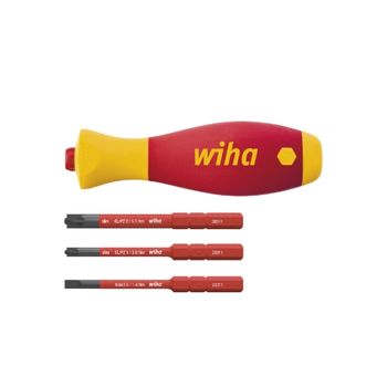 Wiha Juego De Destornilladores Con Portabits Softfinish® Slimvario® Electric De 4 Unid, Con Slimbits (43449)