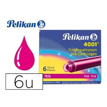 Tinta Estilografica Pelikan Tp6 Rosa Caja De 6 Cartuchos