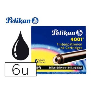 Tinta Para Plumas Pelikan Negra -caja 6 Cartuchos (pack De 10)