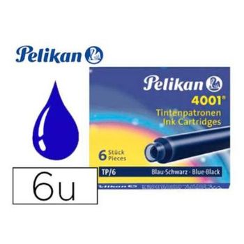 Tinta Estilografica Pelikan Tp6 Azul / Negro Caja De 6 Cartuchos