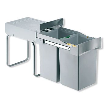 Cubo De Reciclaje Con Ruedas Empotrado Rectangular Gris 2x14l Eyckhaus