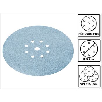 Festool Stf D225/8 Disco De Lijar 225 Mm P120 Gr/25 Granat - 25 Unidades ( 499638 ) Para Planex 225 Eq, Planex Lhs-e 225 Easy