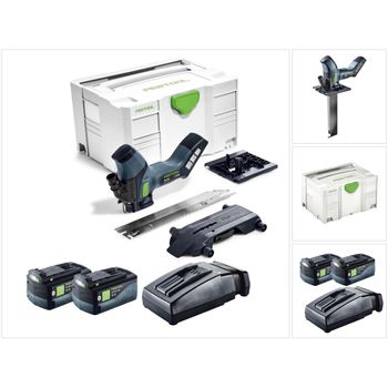 Festool Isc 240 Li 5,2 Ebi-plus Sierra A Batería Para Material Aislante 18v En Systainer + 2x Batería Bp 18 Li 5,2 Asi + Cargador Tcl 6 ( 574819 )