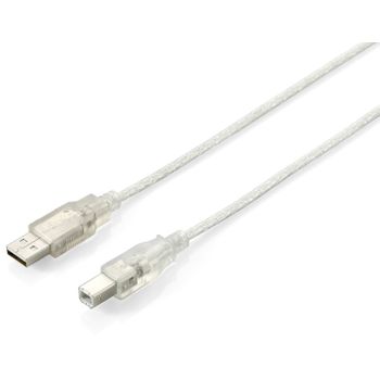 Equip 128651 Cable Usb 3 M Usb 2.0 Usb A Usb B Plata, Transparente