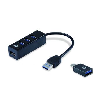 Hub Conceptronic Usb 3.0 4 Puertos + Adap. Usb-c