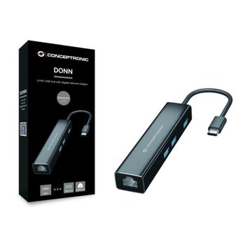 Adaptador Conceptronic Usb-c 3x Usb 3.0 Y Red Giga