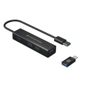 Conceptronic Hubbies06b Hub De Interfaz Usb 3.2 Gen 1 (3.1 Gen 1) Type-a 5000 Mbit/s Negro