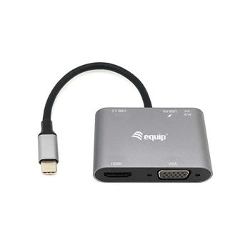 Equip 133483 Base Para Portátil Y Replicador De Puertos Alámbrico Usb 3.2 Gen 1 (3.1 Gen 1) Type-c Negro, Gris