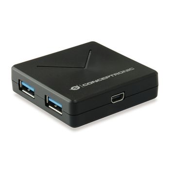 Conceptronic Hubbies02b Hub De Interfaz Usb 3.2 Gen 1 (3.1 Gen 1) Mini-b 5000 Mbit/s Negro