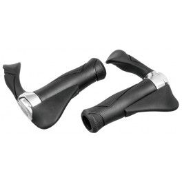 Ergotec Juego De Puños Multi-flex Aksb 10 Mtb 87/87 Mm Diametro 22 Mm Alu/kraton/gel Negro/plata