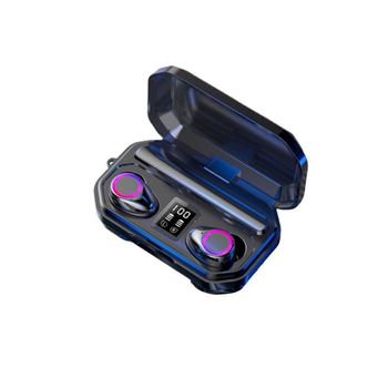Veanxin Pantalla Led Verdadera Sin Asistente Auriculares Impermeables Bluetooth Negro