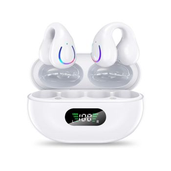 Veanxin Auriculares Sin Micrófonos Carga Hd Pantalla Led Impermeable Bluetooth Blanco