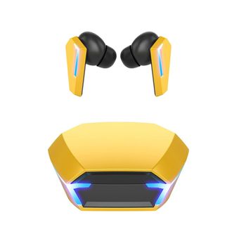 Auriculares In-ear Bluetooth 5.2 Baja Latencia Larga Duración Impermeable Ipx7 Veanxin M5 Amarillo