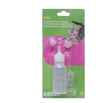 Set Biberón Kerbl 50ml Con Tres Tetinas Para Cría De Perros, Gatos Y Otros Animales