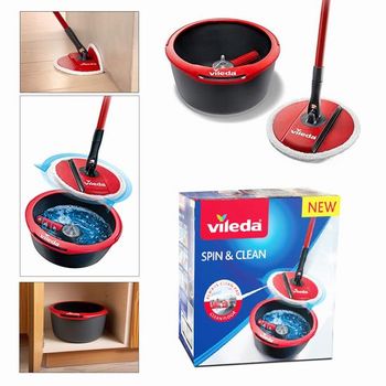 Vileda Vuelta & Clean Mocho Limiadora Mopa Limpieza Casa Spinmop Escoba Y Cubo Elimina 99,9% De Bacterias