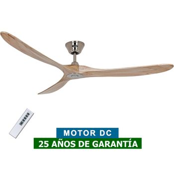 Ventilador De Techo Casafan 318016 Eco Genuino 180 Madera Maciza Natural/cromo Satinado