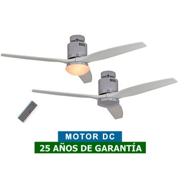 Ventilador De Techo Con Luz Casafan 93132312 Aerodynamix Eco 132 Ch Gris Claro/ Cromo Brillante