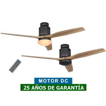 Ventilador De Techo Con Luz Casafan 93132343 Aerodynamix Eco 132 Bg Madera Natural/ Gris Basalto