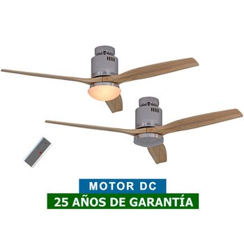 Ventilador De Techo Con Luz Casafan 93132313 Aerodynamix Eco 132 Ch Madera Natural/ Cromo Brillante